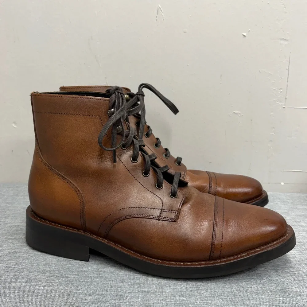 Thursday Boot Co Captain Boots Men 10.5 Brandy Leather Cap Toe Goodyear Welt